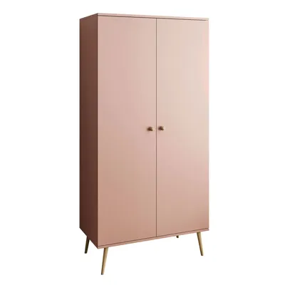 Produktbild von Zweitüriger Kleiderschrank HARMONY Natürlich Rosa, Kleiderstange + 2 Ablagen