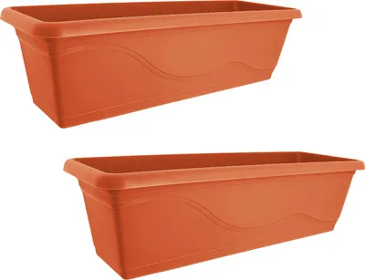 Produktbild von Blumenkasten mit Wasserspeicher 60cm 2er Set Terracotta