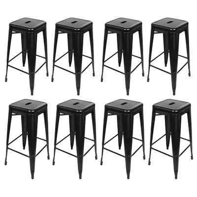 Image de lot de 8 tabourets de bar industriels en métal Empilables 76 cm Noir