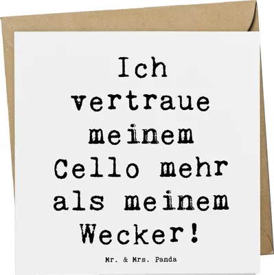 Produktbild von Mr. & Mrs. Panda Klappkarte Spruch Cello Vertrauen - Weiß - Geschenk, Orchester, Streichinstrument, Musikinstrument, klassische Musik, anlasskarte, faltkarte, doppelkarte