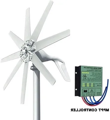 Imagen del producto de Turbina eólica horizontal de 1000W y 24V con controlador MPPT – Solución de energía eficiente para uso doméstico. Color: blanco
