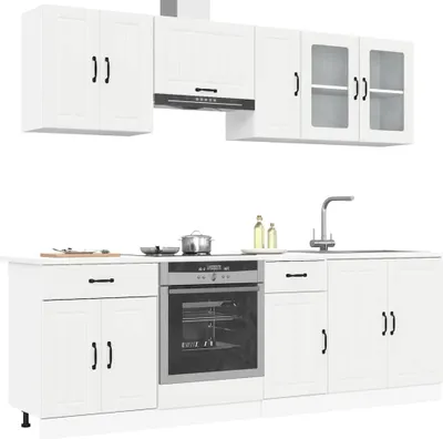 Imagen del producto de Mueble de cocina Kalmar blanco 8 piezas madera contrachapada