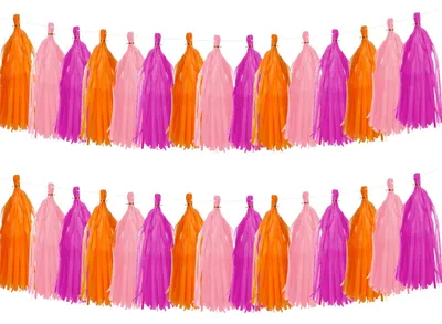 Papierquasten-Girlande, 30 Stück, bunt, für Party-Deko