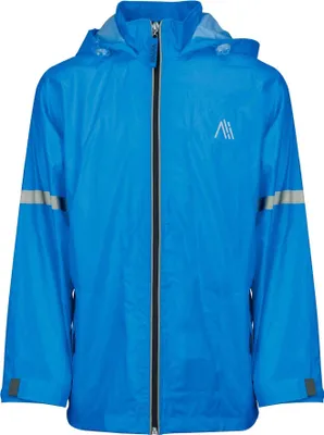 Produktbild von Kinder Regenjacke wasserdicht, 5.000mm Wassersäule, getapte Nähte, reflektierende Details, versteckte Kapuze