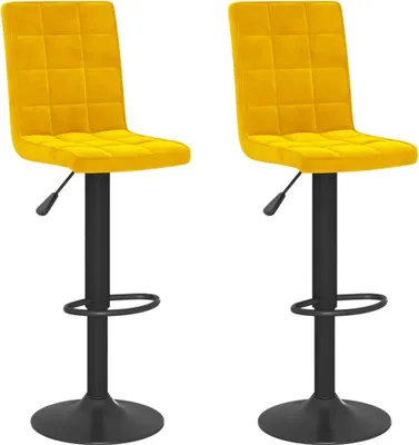 Image de vidaXL Tabouret de bar 2 pcs jaune moutarde velours