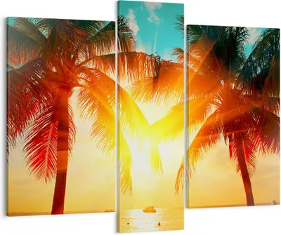 Produktbild von Bild auf Leinwand - Leinwandbild - Meer Palme Wasser - 95x80cm - Wand Bild - Wanddeko - Wandbilder - Leinwanddruck - Bilder - Kunstdruck - Wanddekoration - Leinwand bilder - Wandkunst - CB95x80-4018