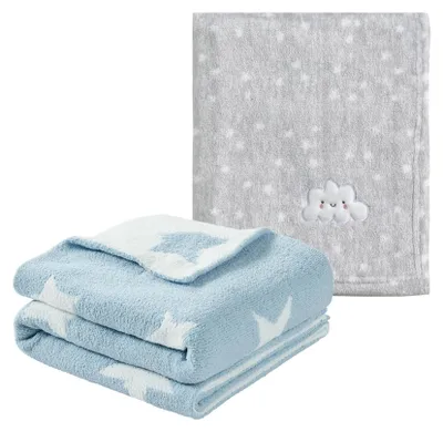 Image de Omgoods - Ensemble de 2 couvertures pour bébé, fabriquées avec des matériaux doux et moelleux