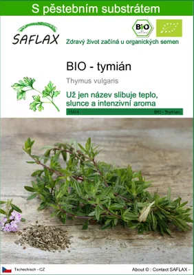Obrázek produktu pro SAFLAX - BIO - tymián - Thymus vulgaris - 800 Semena - S pěstebním substrátem bez klíčků