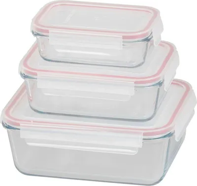 Produktbild von Dose MagicHome, 3er Set, Glas, rechteckig, mit Deckel, 400/900/1900 ml