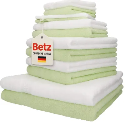 Produktbild von Betz 12er Handtuch-Set PALERMO 100% Baumwolle  Farbe: grün und weiß