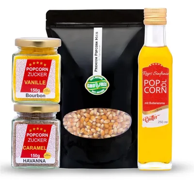 Obrázok produktu pre Hopser Funfood Súprava na Popcorn Kukurica na Popcorn Popcornový Olej Vanilkový Cukor a Karamelový Cukor