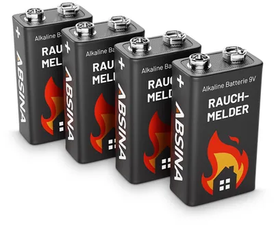 Produktbild von 4er Pack Alkaline 9V 6LR61 Block-Batterien ideal für Rauchmelder, Rauchwarnmelder, Messgeräte, Spielzeuge und Weitere