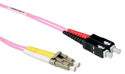 Immagine prodotto di ACT 5 metri LSZH Cavo patch in fibra multimodale 50/125 OM4 duplex con connettori LC e SC
