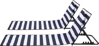 Immagine prodotto di Aopunly Tappetino da spiaggia con cinghia di trasporto con poggiatesta poggiaschiena regolabile 600D poliestere blu e bianco 2 pezzi 158cm x 55cm