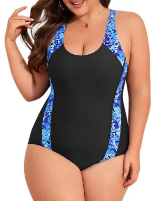 Immagine prodotto di Costume da bagno intero da donna, modellante, taglie forti, nero, taglia XL