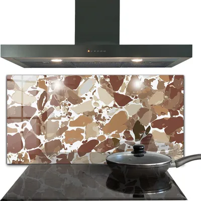 Produktbild von Spritzschutz aus Glas Küchenrückwand - Wandschutz für Herd und Spüle - 100x50 cm - Terrazzo Naturstein