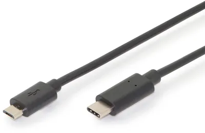 Obrázek produktu pro Digitus AK-300137-018-S, 1,8 m, USB C, Micro-USB B, USB 2.0, Samec/samec, Černá