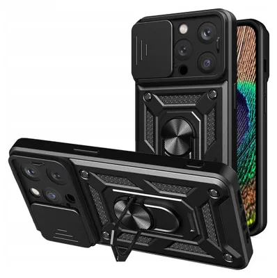 Image de Housse blindée Hybrid Armor Camshield pour Iphone 13 Pro avec protection de l'appareil photo Noir