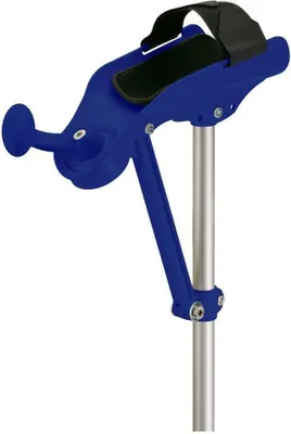 Produktbild von FabaCare Arthritis Gehstütze, Krücke, Gehhilfe, 3 Haltegriffe inkl, höhenverstellbar, bis 150 kg, 100 cm - 123 cm, Blau