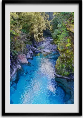 Produktbild von Bild - Bilderrahmen - Foto - 70 cm x 100 cm - MDF - Rahmen - Wandkunst - Fluss im Wald