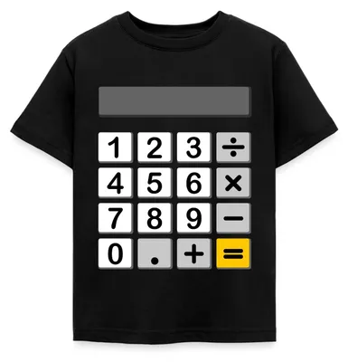 Produktbild von Spreadshirt Taschenrechner Kostüm Für Fasching & Karneval Kinder T-Shirt, 122/128 (7-8 Jahre), Schwarz