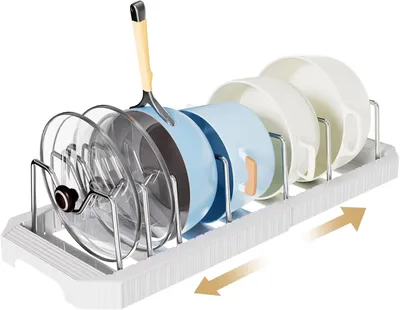 Produktbild von Topfdeckelhalter ausziehbar, 7 verstellbare Fächer, 32-55 cm, für die Küche