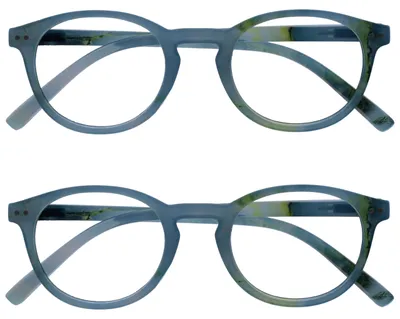 Produktbild von OPULIZE Zen Fernbrille 2er Pack Kurzsichtigkeit Kleine Runde Rahmen Federscharniere Kratzfest Türkis Herren Damen MM24-Q -1.00
