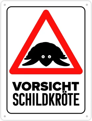 Produktbild von Vorsicht Schildkröte Metallschild XL in 21x28 cm mit Schildkröten Silhouette