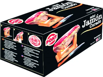 Produktbild von Pont Mini Jamon Curado Rohschinken mit Halter und Messer 1000g