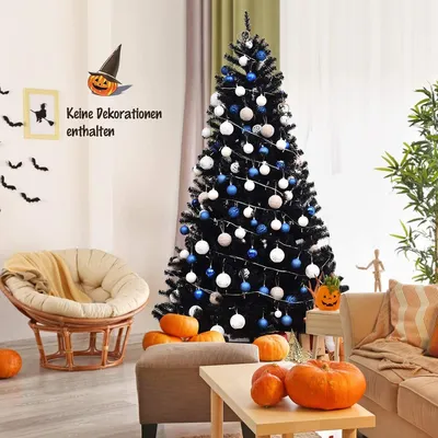 Produktbild von COSTWAY 225cm Künstlicher Weihnachtsbaum schwarz, Tannenbaum mit Metallständer, Christbaum PVC Spitzen, Kunstbaum Weihnachten Klappsystem ideal für Zuhause, Büro, Geschäfte und Hotels