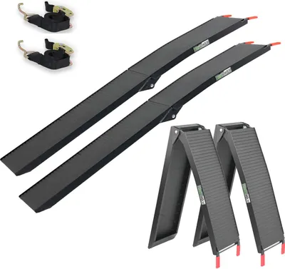 Produktbild von TRUTZHOLM 2 x Auffahrrampen 205 cm Traglast 680 kg Alu schwarz klappbar geriffelt Motorradrampen