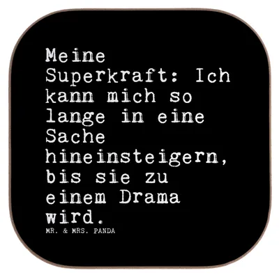 Produktbild von Mr. & Mrs. Panda Untersetzer für Gläser Meine Superkraft: Ich kann... - Schwarz - Geschenk, gläseruntersetzer, Ehemann, Tischuntersetzer, Tischschoner, Sprüche, Freundin