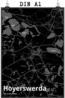 Produktbild von Mr. & Mrs. Panda Bild Hoyerswerda DIN A1 - Geschenk, Plakat, drucke, Stadt Dorf Karte Landkarte Map Stadtplan, wanddeko, Kunstdruck, Deko