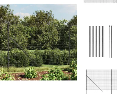Produktbild von vidaXL Maschendrahtzaun Anthrazit 2,2x25 m Verzinkter Stahl -  Zaunfelder