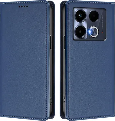 Image de Etui en cuir pour Infinix Note 40 5G, étui magnétique en cuirPolyuréthaneavec support Bleu foncé