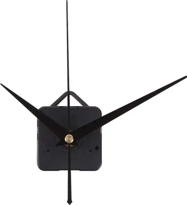 A close-up shot of a clock mechanism with three hands against a white background.