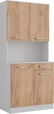 Zdjęcie produktu dla Bufet kuchenny Vicco Raul Biały/złoty dąb 83.6 x 188.5 cm z 4 drzwiami i 1 szufladą, Model 58434
