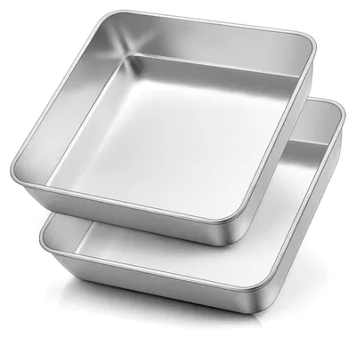 Zdjęcie produktu dla Zestaw dwóch kwadratowych foremek do pieczenia – stal nierdzewna – 21 x 21 x 5 cm
