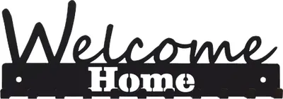 Produktbild von Schlüsselbrett Hakenleiste Motiv Welcome Home mit 11 Haken schwarz