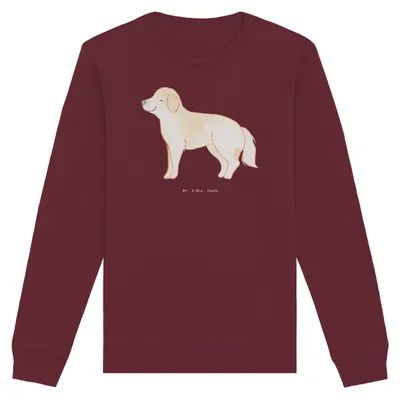 Produktbild von Mr. & Mrs. Panda Baumwoll Pullover Golden Retriever Moment Größe XXL - Burgundy - Geschenk, Sweatshirt, Bio, Goldie Hund, Pulli, Sweater