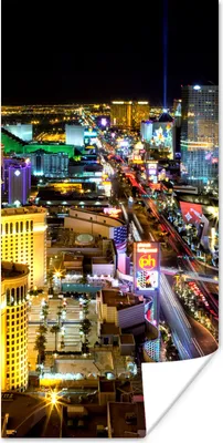 Produktbild von MuchoWow® Poster Skyline - Las Vegas - Nacht 75x150 cm - Dekoration für die Wände