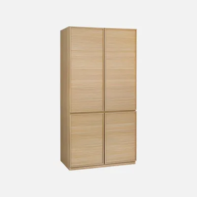Produktbild von sweeek - Kleiderschrankmodul mit Holzdekor 4 Türen 1 Kleiderstange - Natur