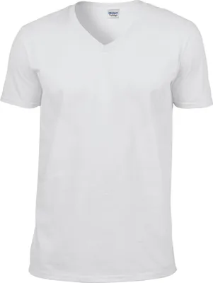 Produktbild von Gildan Herren Soft Style T-Shirt, V-Ausschnitt, Kurzarm BC490 (XL) (Weiß)