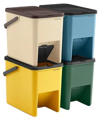 Obrázek produktu pro Stohovatelné úložné boxy, sada – modulární, žlutá/modrá, PP, 37,5 x 23,5 x 32 cm