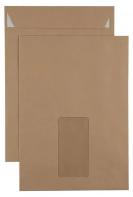 Produktbild von Kaenguruh C5 Versandtasche, mit Haftklebung Abdeckstreifen, Natron / Recycling braun 90g, mit Fenster
