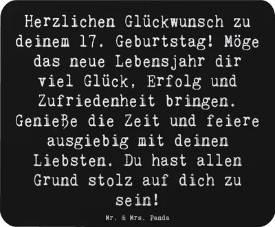 Produktbild von Mr. & Mrs. Panda Mouse Pad Spruch 17. Geburtstag - Schwarz - Geschenk, wertvolle Erfahrungen, Mousepad, Happy Birthday, siebzehnter, mauspad laptop, besondere Geschenke