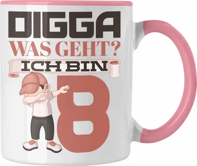 Produktbild von Trendation - Digga Was Geht Ich Bin 8 Geburtstag Tasse Geschenkidee Jungs Jungen 8. Geburtstag (Rosa)