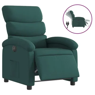 Image de Fauteuil inclinable électrique Vert foncé Tissu