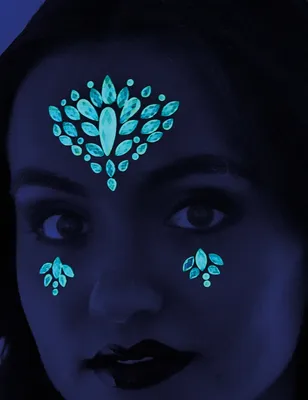 Image de Pierres scintillantes bleues, auto-adhésives, pour le visage - Taille unique