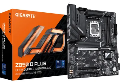 Produktbild von GIGABYTE Z890 D PLUS Mainboard – Unterstützt Intel Core Ultra (Serie 2) CPUs, 12+1+2-Phasen-VRM, bis zu 9466 MHz DDR5 (OC), 1× PCIe 5.0 M.2 + 3× PCIe 4.0 M.2, 2.5-GbE-LAN, USB 3.2 Gen 2, Intel, LGA 1851 (Socket V1), Intel Core Ultra (Series 2), LGA 1851, DDR5-SDRAM, 256 GB